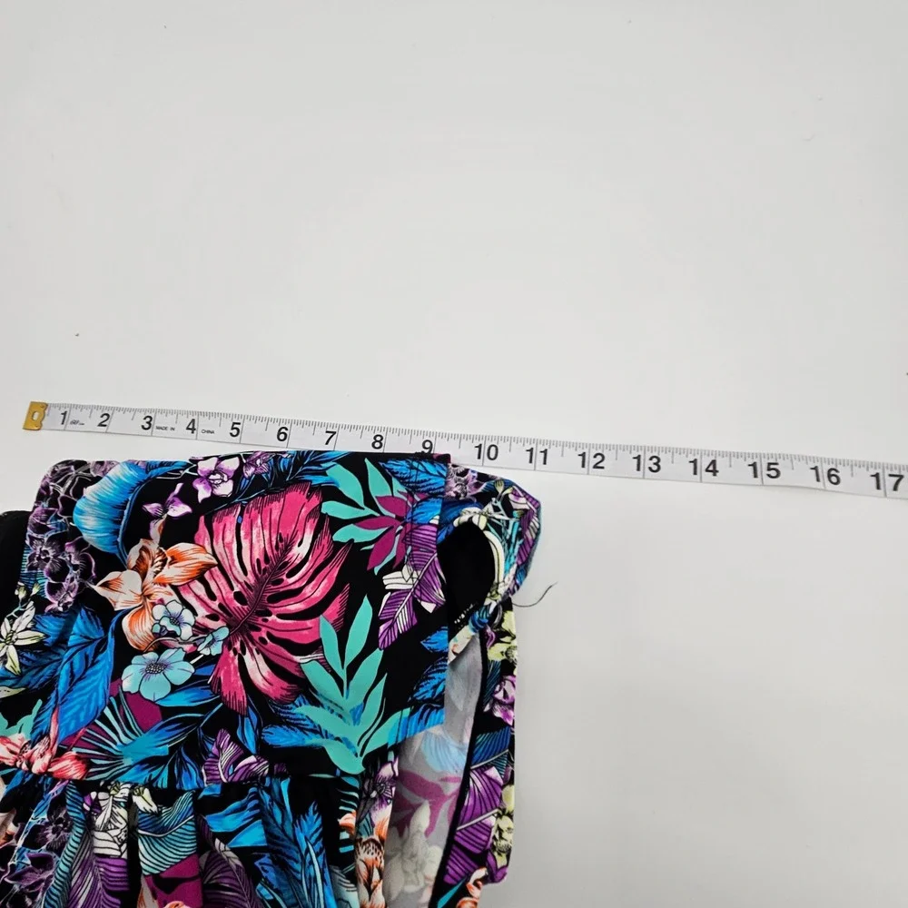 Kenneth‎ Cole Tropical Floral Skirted Bikini Two Piece Swimsuit Vacation Large